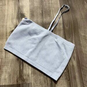 Aerie Halter Strap Cropped Bandeau Tank Top Blue NWT